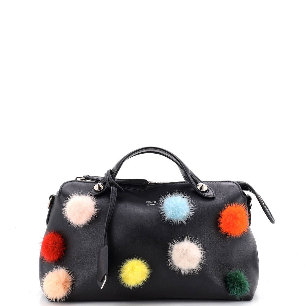 Fendi Small By The Way Satchel Pom Pom Leather